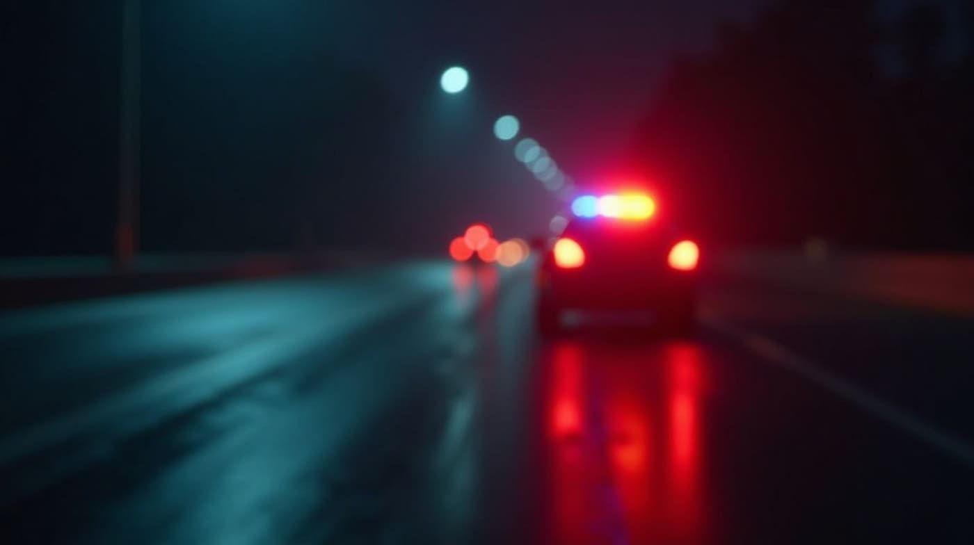 Police vehicle conducting a Florida traffic stop at night