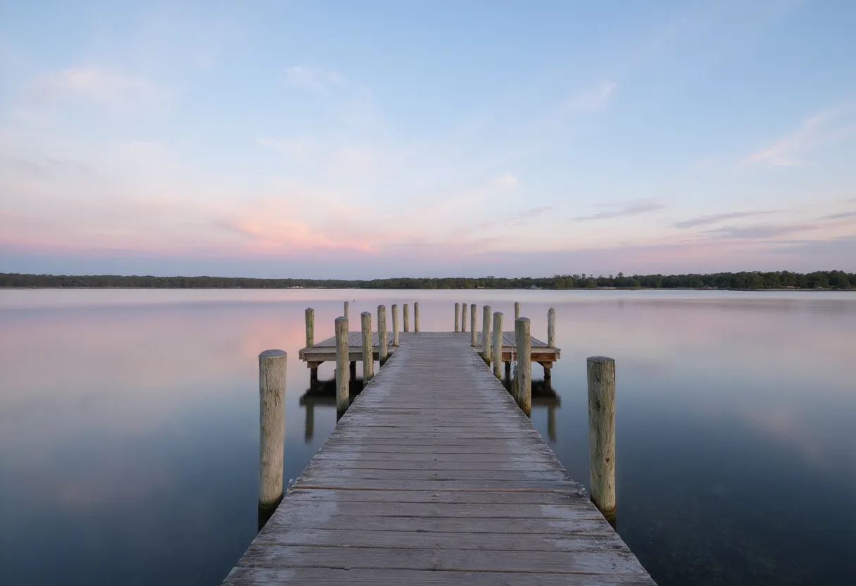 Florida driving and boating offense defense attorney — an empty boat dock on a calm bay at dusk